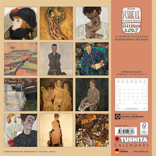 Egon Schiele Calendar 2027, Wall Calendars, Month To View, Art, Gift