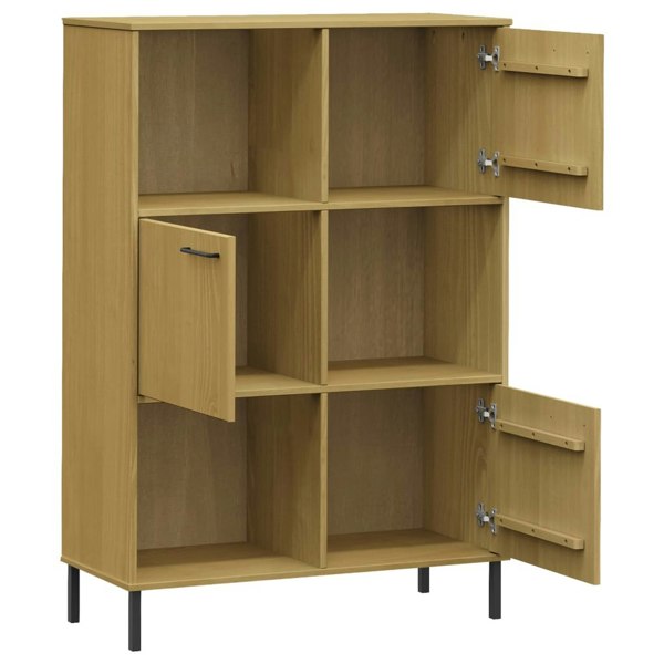 Berkfield Bookcase with Metal Legs Brown 90x35x128.5 cm Solid Wood OSLO