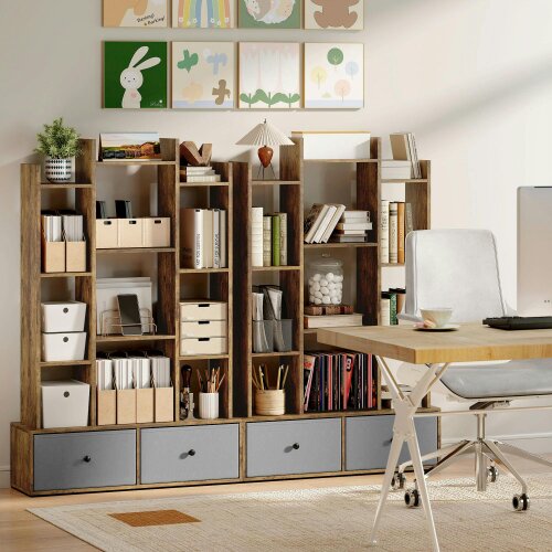 Wyld Haus Nero Wooden Brown 12 Compartment Storage Unit With Drawers
