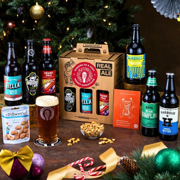 QWERTY Beer Box Traditional British Real Ale Hamper (6 x 500ml Bottles) - Merry Christmas