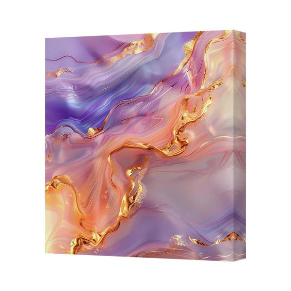 Benjamin Tate Design Abstract Marble Effect Canvas Art Print With Gold Veining