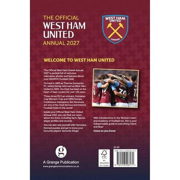 Grange Communications Ltd West Ham United FC Annual 2027, Annuals, Sports, Gift