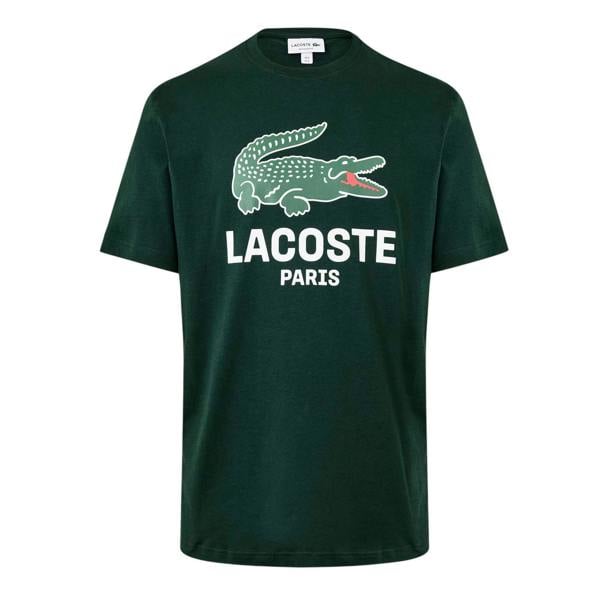 Lacoste Mens Paris Logo T-Shirt - Dark Green - 