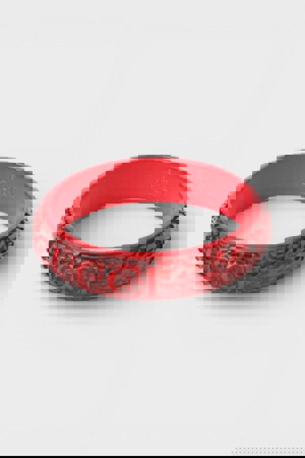 Gucci FW 2019 Dragon Engraved Wooden Bangle Red