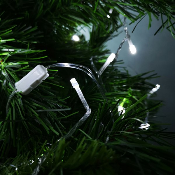 Samuel Alexander 50 LED 5m Premier Christmas Outdoor Multi Function Battery Lights with Timer & Clear Cable in Cool White