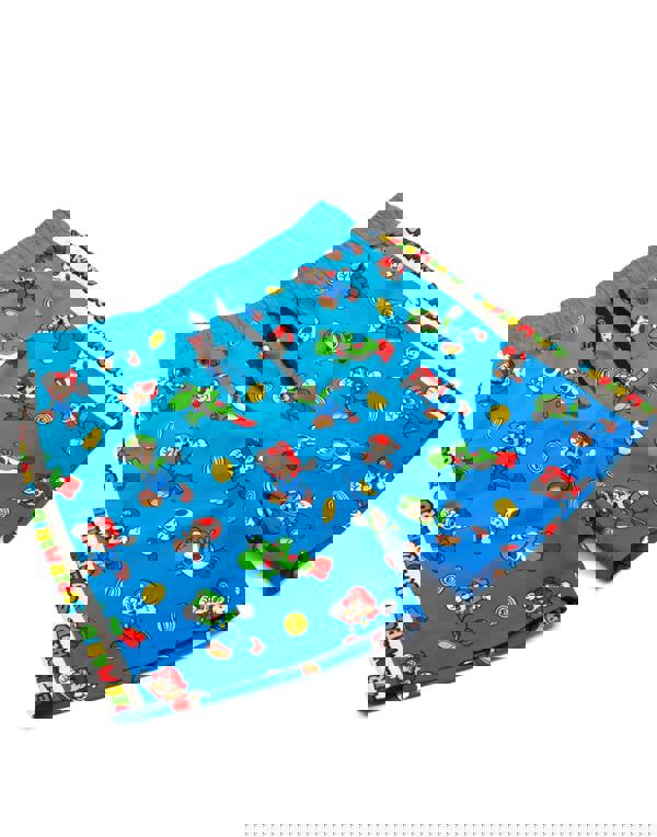 Nintendo Super Mario Boys Blue Mario & Luigi All-Over Print Swim Shorts