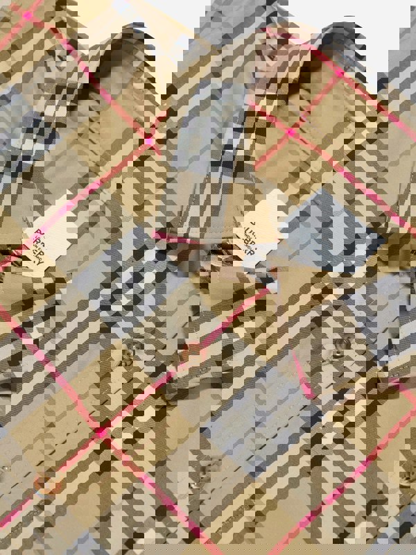 Burberry Kids Burberry Boys Owen Long Sleeve Check Shirt in Beige