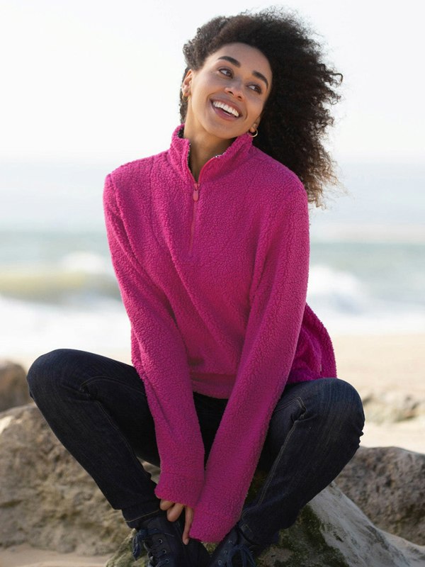 Kite Purbeck 1/4 Zip Teddy Fleece Fuchsia