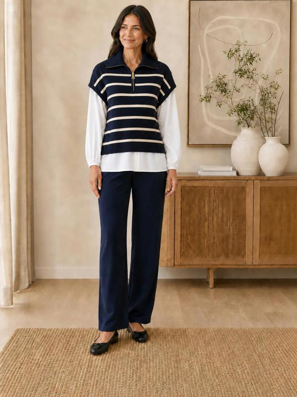 VIZ-A-VIZ Striped Mock Shirt Jumper