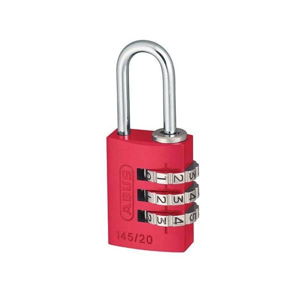 Abus Mechanical 145 Series Aluminium Combination Padlock - Red - 