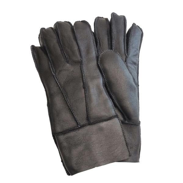 Unisex Napa Leather Wool Shearling Lined Gloves - Black - Infinity Leather - 8