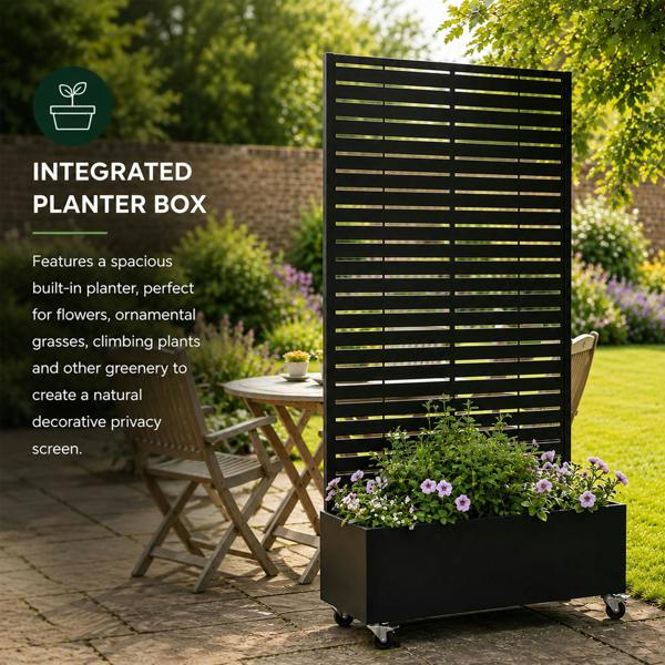 Nicoman Metal Indoor/Outdoor Privacy Screen with Plant Pot - Slats