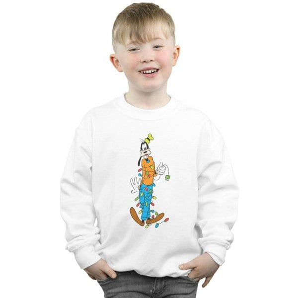 Disney Boys Goofy Christmas Lights Sweatshirt - White