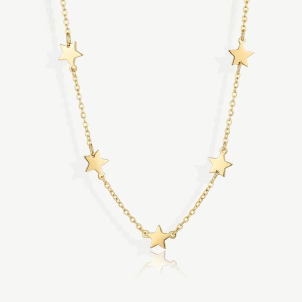 Solid Star Charm Necklace in 14k Gold or Silver