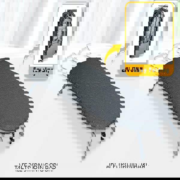 Gr8 Home Grey Foldable Table Top Ironing Board Compact Space Saving with Cover Iron Rest