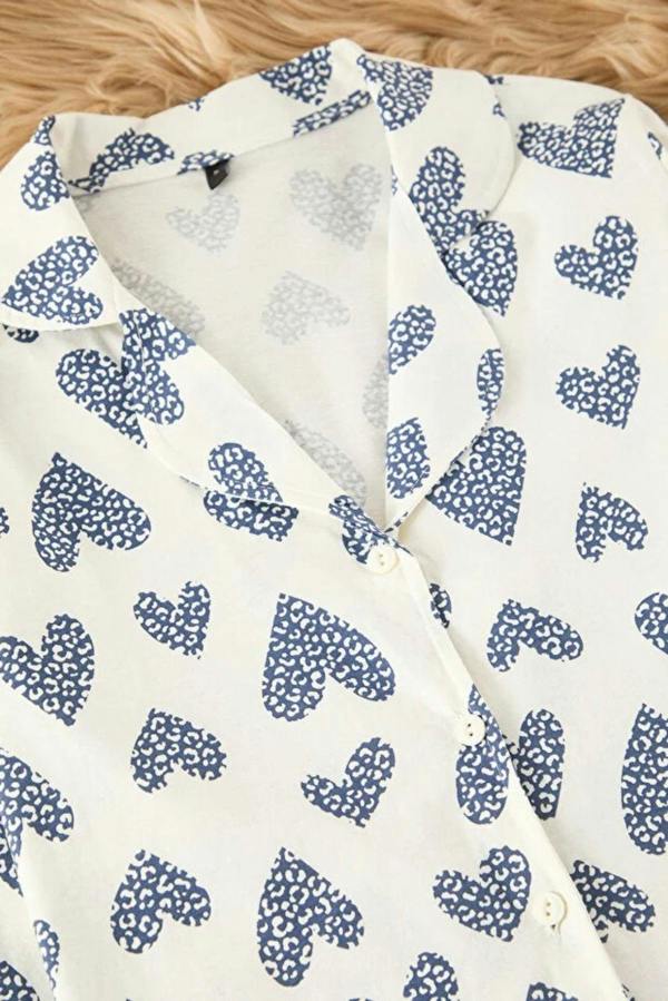 WOVCOR 2-Piece Cotton Leopard Heart Knit Pajama Set