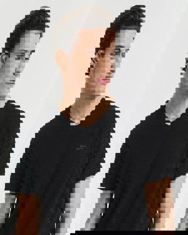 GANT Mens V-Neck T-Shirt 2-Pack - 5 Black