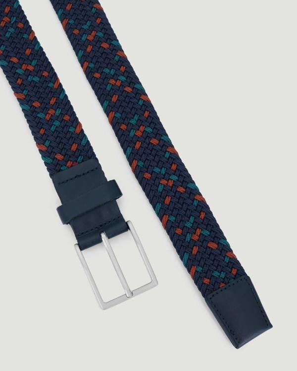Larsson & Co Navy, Red & Teal Woven Casual Stretch Belt