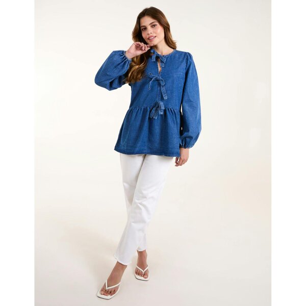 Blue Vanilla Tie Front Chambray Blouse