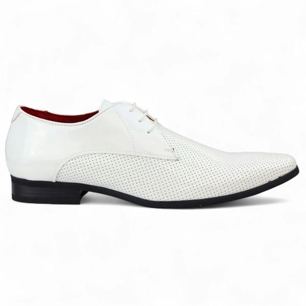 Dolcetto Men’s Pointed Toe Formal Lace Up Perforated Shoes