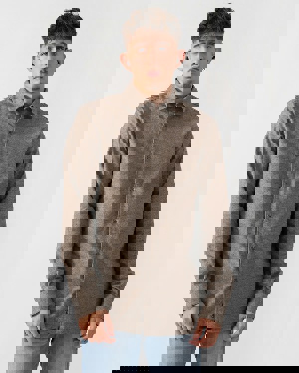 Oliver Sweeney Barnham Mens Long Sleeve Linen Shirt - Mole