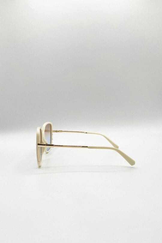 SVNX Oversized Square Sunglasses In Beige