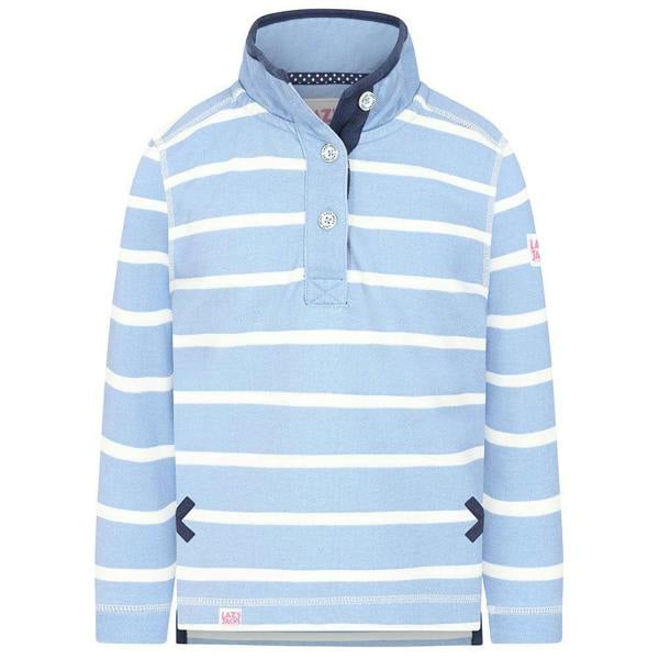 Lazy Jacks Girls Striped Pique Sweatshirt - Sky