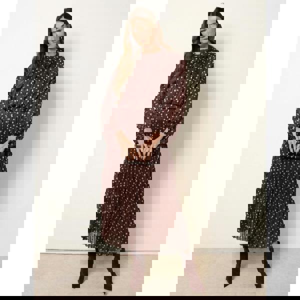 Blue Vanilla Polka Dot Metallic Dress