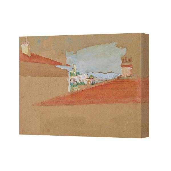 Benjamin Tate Design Abstract Landscape Canvas Wall Art Red Rooftops Modern Home Decor