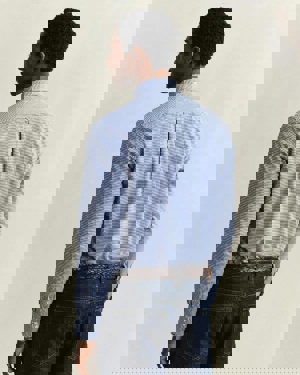 GANT Mens Regular Fit Classic Poplin Gingham Shirt - 436 College Blue