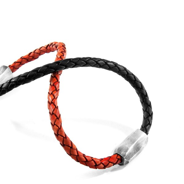 Anchor & Crew Cacao Brown Hayling Silver and Braided Leather Bracelet