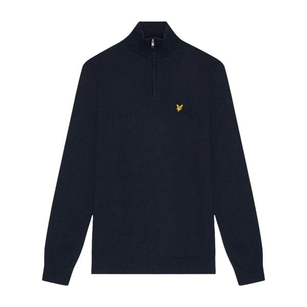 Lyle & Scott Mens Merino Wool Quarter Zip Golf Jumper - Dark Navy