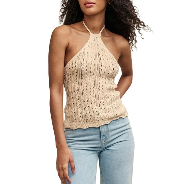 Nobody's Child Women's Crochet Halter Neck Top - Cream
