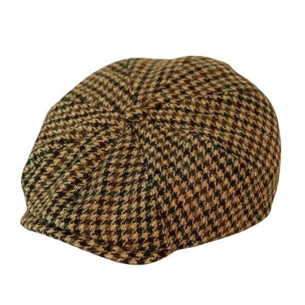 Gamble & Gunn Vinnie Dog Tooth Check Wool Button Top Cap