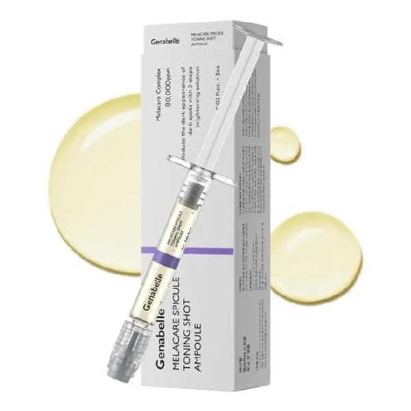 Genabelle Melacare Spicule Toning Shot Ampoule – 3pc professional set with Tranexamic Acid, Glutathione, and sea sponge Spicules available at Atelier De Glow UK.