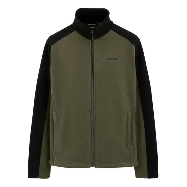 Regatta Great Outdoors Mens Hedman II Two Tone Full Zip Fleece Jacket - Olive Night/Black - 