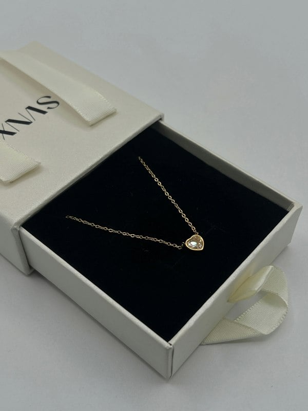 SVNX Gold Plated Mini Crystal Heart Necklace - Gift Boxed