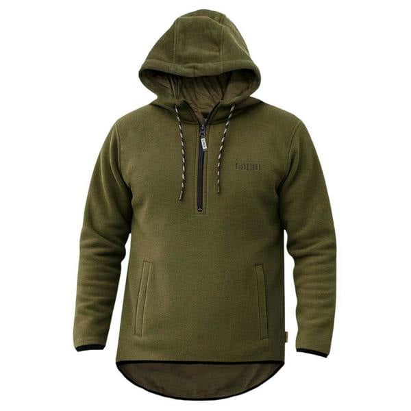Game Alpine fleece smock in Green a quarter zip hoodie with drawcord perfect for wearing on the farm and on a shoot