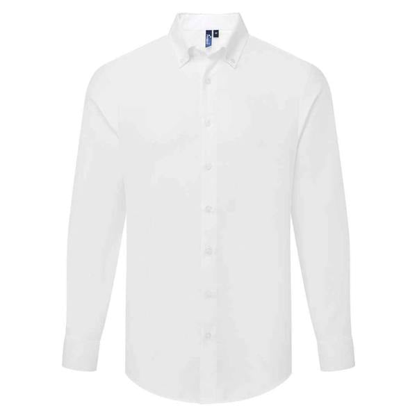 Premier Mens Supreme Oxford Long-Sleeved Formal Shirt - White