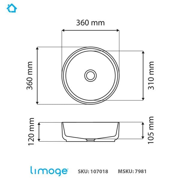 7981 ceramic vert round countertop basin with texture effects