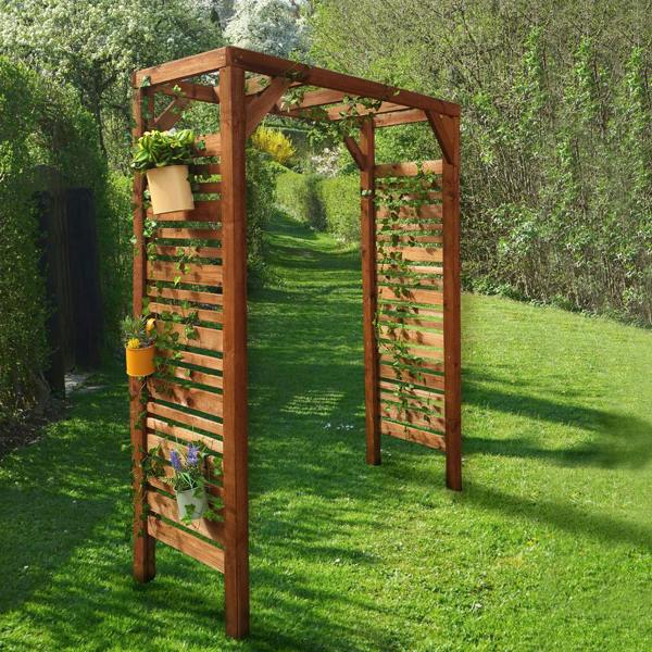Cerland Ling Z Flat Top Garden Arch 2.14m Pressure Treated Slatted Wooden Arch