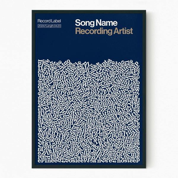 custom song lyric print poster in black frame