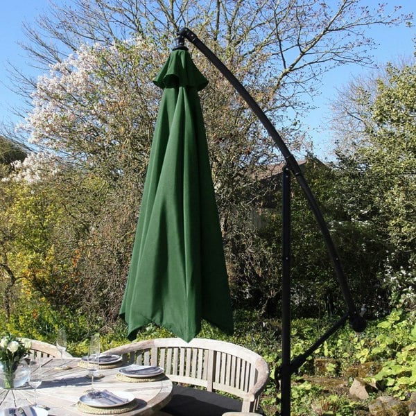 Monstershop Green Cantilever Parasol & Square Base