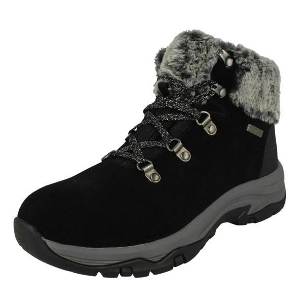 Skechers Ladies Skechers Faux Fur Cuffed Waterproof Ankle Boots Falls Finest 167178