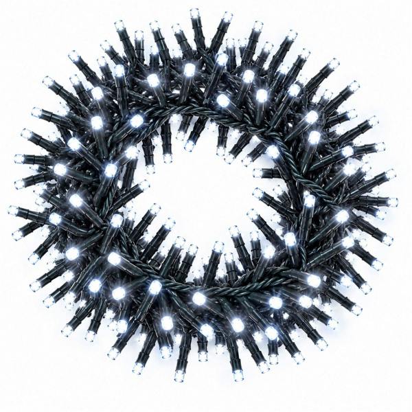 Cluster Green Cable Cool White LED Christmas Lights, 480 to 1920 LEDs, 8 Effects, Timer and Indoor/Outdoor Use image 1