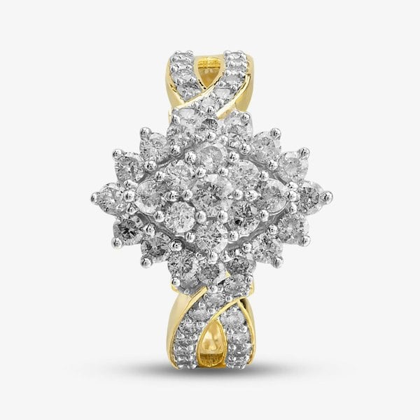 T. H. Baker 9ct Yellow Gold 1.00ct Diamond Cluster Shoulder Set Ring TH012569R