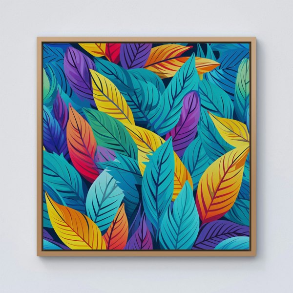 Warren Reed Bright Colourful Leaves Framed Canvas