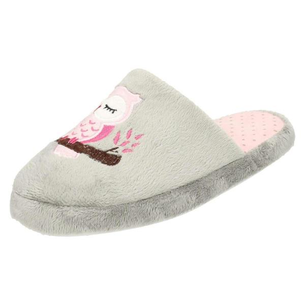 Spot On Ladies Spot On Owl Print Mule Slipper