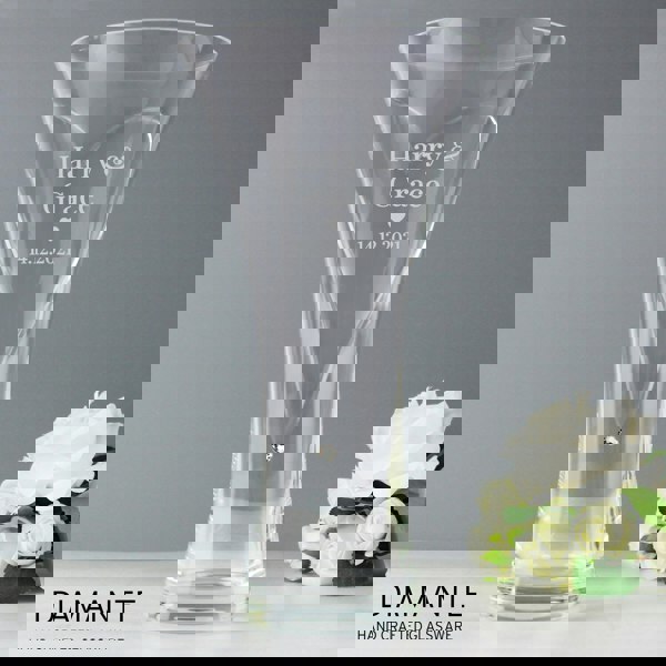 Personalised Memento Company Personalised Mr & Mrs Large Hand Cut Diamante Heart Vase