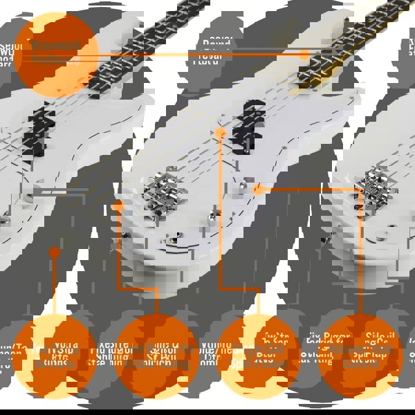 3rd Avenue Rocket Series Electric Bass Guitar Pack Bass Guitars#colour_White